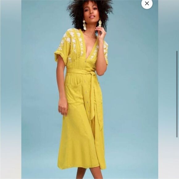 Free People Love To Love You Dress in Yellow Size Small - Picture 9 of 16